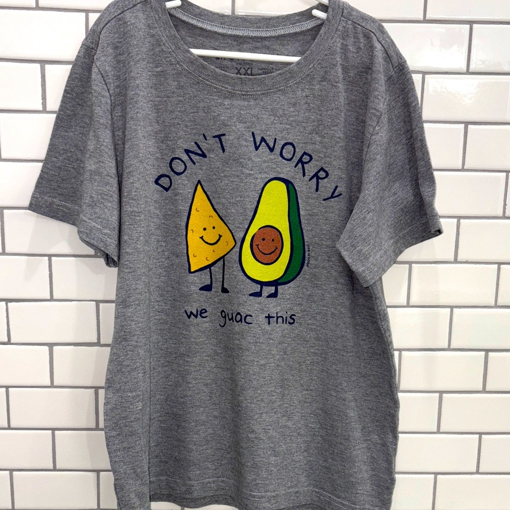 Life Is Good Gray Kids Tee with Avocado and Nacho Design